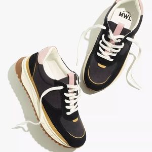 NWT Madewell Kickoff Trainer Sneakers in Dark Colorblock Nubuck and Suede Sz 10